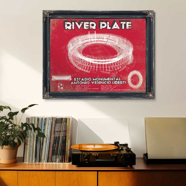 River Plate Estadio Monumental Antonio Vespucio Liberti Team Color Blueprint Soccer Print