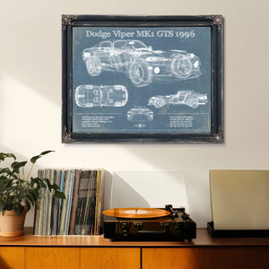 Dodge Viper Vintage Blueprint Auto Print