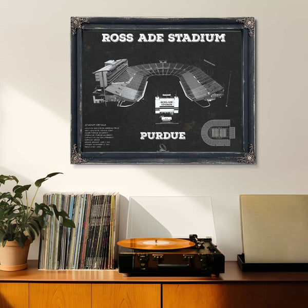 Purdue Boilermakers - Ross-Ade Vintage Football Stadium Blueprint Art Print