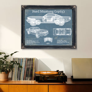 Ford Mustang 1963 Original Blueprint Art