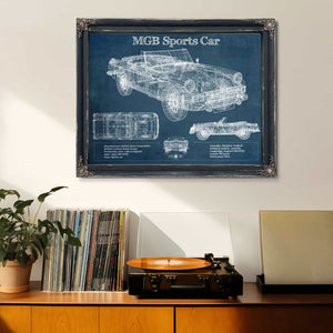 Mgb Sports Car Blueprint Vintage Auto Print