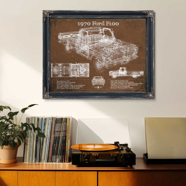 1970 Ford F100 Vintage Blueprint Auto Print