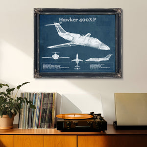 Hawker 400XP Vintage Blueprint Airplane Print