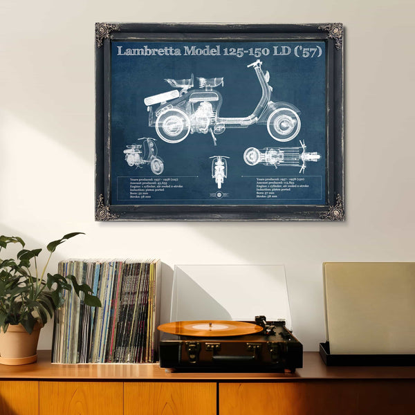 Lambretta Model 125 150 LD ('57) Vintage Blueprint Motorcycle Print