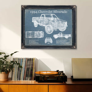 1994 Chevrolet Silverado 1500 Vintage Blueprint Auto Print