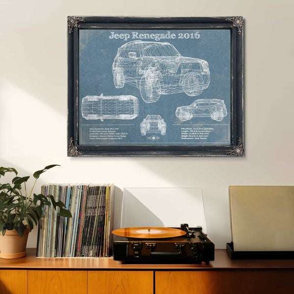 Jeep Renegade 2016 Blueprint Vintage Auto Print