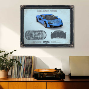McLaren 570S Blueprint Vintage Auto Print