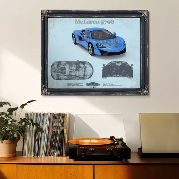 McLaren 570S Blueprint Vintage Auto Print