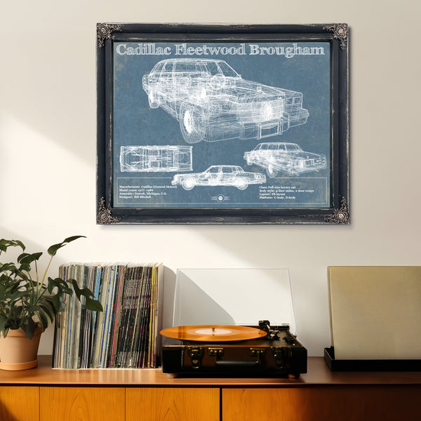Cadillac Fleetwood Brougham Blueprint Vintage Auto Print