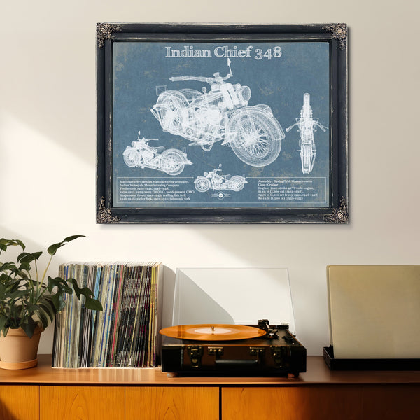 Indian Chief 348 Vintage Original Motorcycle Blueprint
