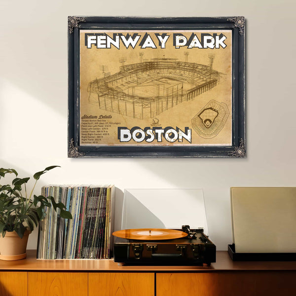 Vintage Brown Boston Red Sox - Vintage Fenway Park Baseball Print