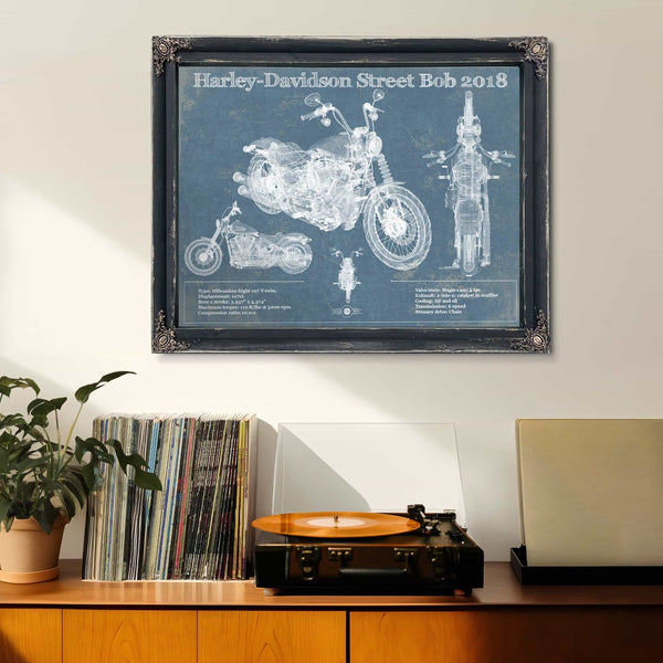 Harley-Davidson Street Bob 2018 Blueprint Motorcycle Patent Print