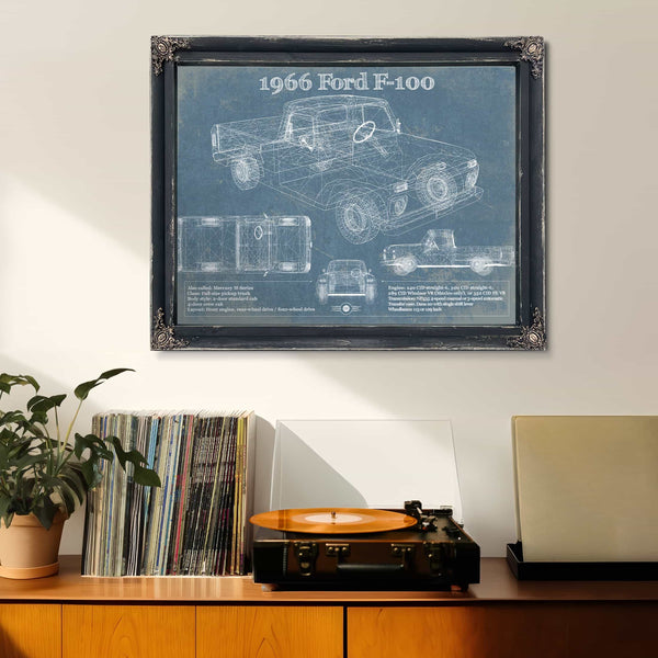 1966 Ford F-100 Vintage Blueprint Auto Print