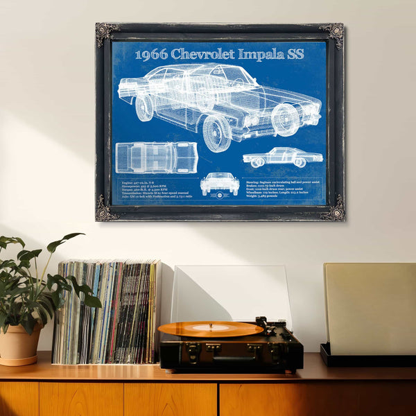 1966 Chevrolet Impala SS Blueprint Vintage Auto Print
