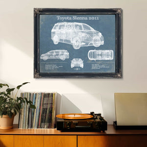Toyota Sienna 2011 Blueprint Vintage Auto Print