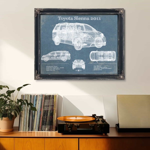 Toyota Sienna 2011 Blueprint Vintage Auto Print