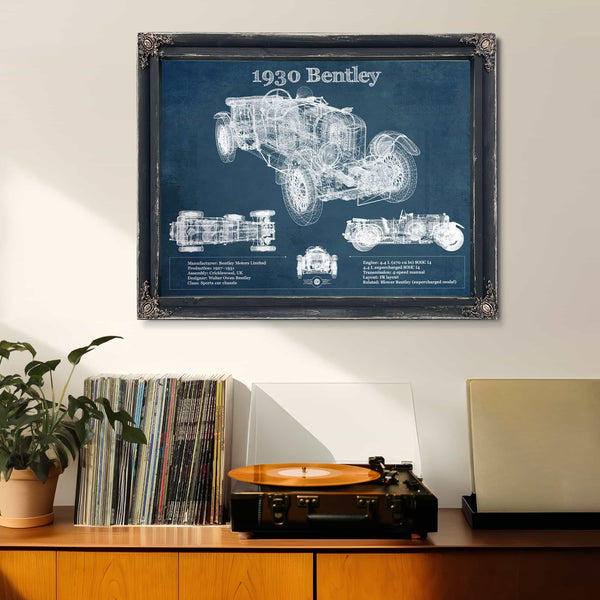 1930 Bentley Vintage Blueprint Auto Print