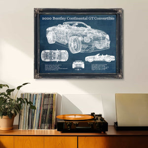 2020 Bentley Continental Gt Convertible Vintage Blueprint Auto Print
