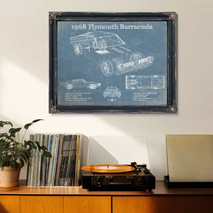 1968 Plymouth Barracuda Original Blueprint Art