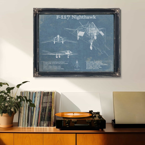 F-117 Nighthawk Military Aircraft Patent - Blueprint Military Wall Art
