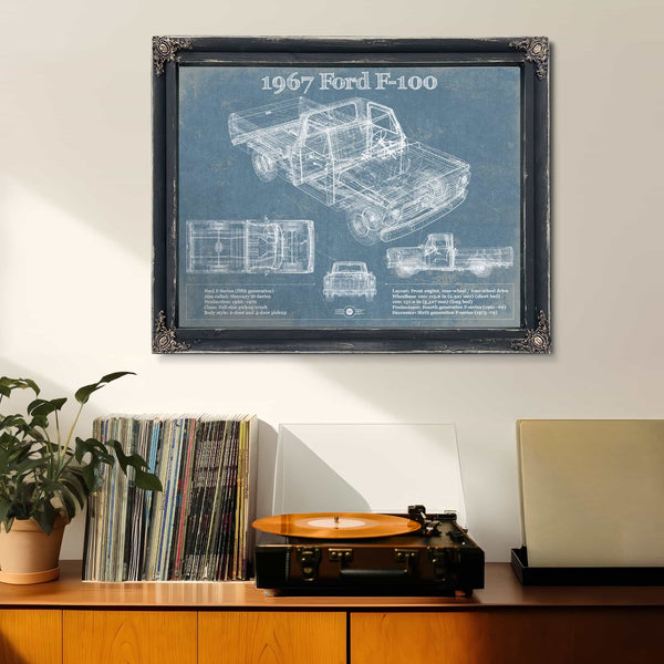 1967 Ford F-100 Vintage Blueprint Auto Print