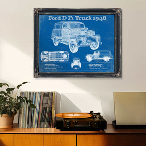 Ford D F1 1948 Truck Vintage Blueprint Auto Print