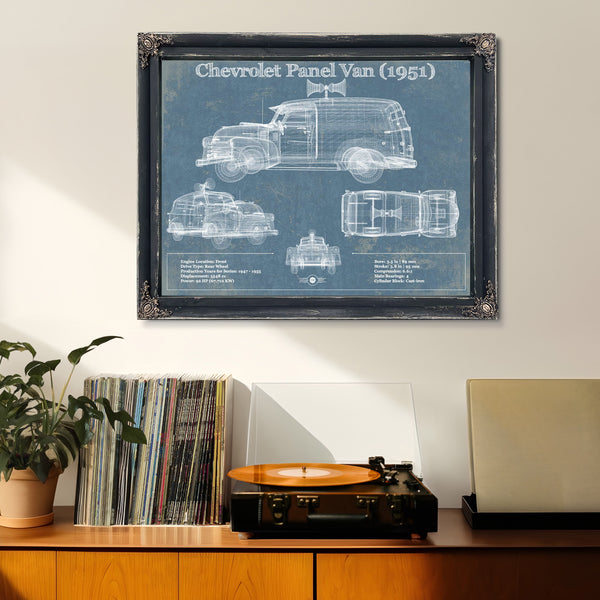 Chevrolet Panel Van 1951 Car Blueprint Vintage Auto Print