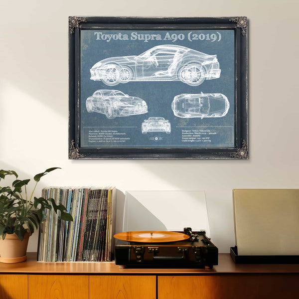 Toyota Supra A90 2019 Blueprint Vintage Auto Print