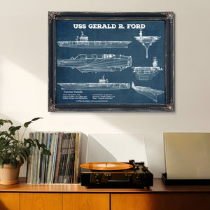 USS Gerald R. Ford (CVN-78) Aircraft Carrier Blueprint Original Military Wall Art - Customizable