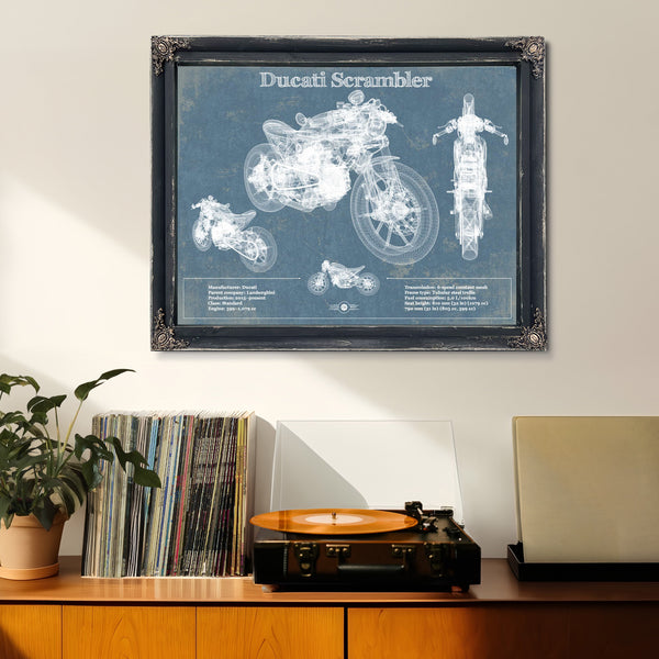 Ducati Scrambler Vintage Blueprint Motorcycle Patent Print