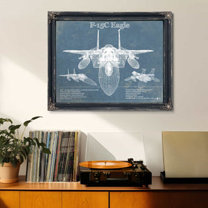F-15C Eagle Vintage Aviation Blueprint Military Print - Custom Name and Squadron Text