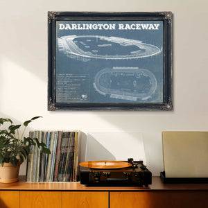 Darlington Raceway Charcoal Blueprint NASCAR Race Track Print