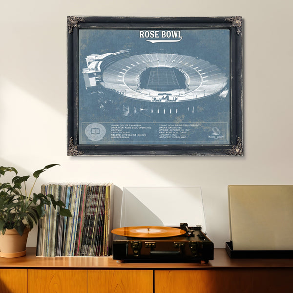UCLA Bruins Art - Rose Bowl Vintage Stadium Blueprint Art Print