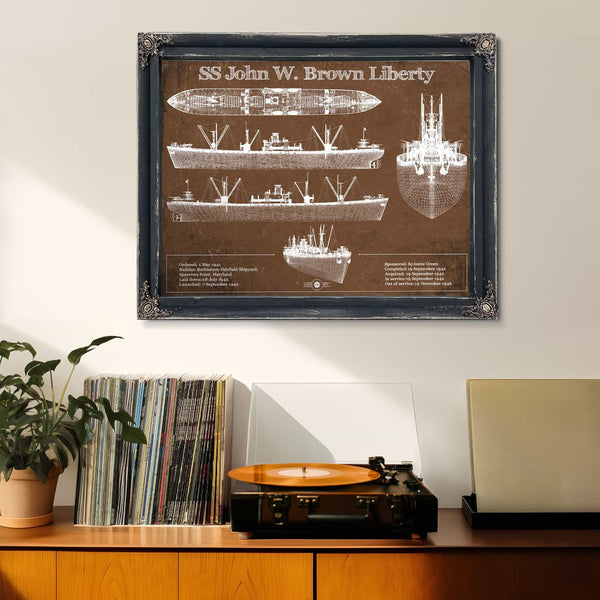 SS John W. Brown Liberty ship Blueprint Original Military Wall Art - Customizable