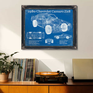 1980 Chevrolet Camaro Z28 Vintage Blueprint Auto Print
