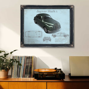 Jaguar Mark 1 (Dark Green) Blueprint Vintage Auto Print