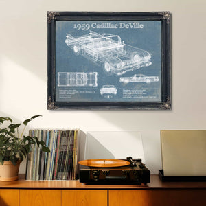 1959 Cadillac Coupe de Ville Blueprint Vintage Auto Print