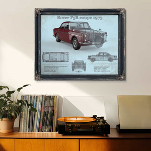Rover P5b Coupe 1973 Vintage Blueprint Auto Print
