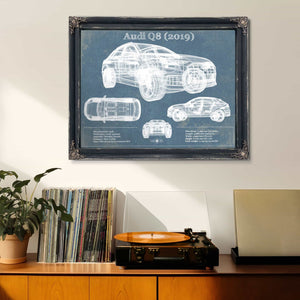 Audi Q8 (2019) Blueprint Vintage Auto Print