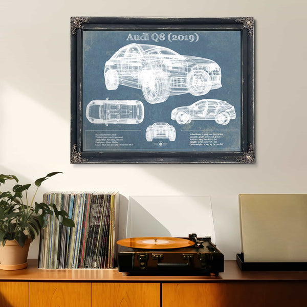 Audi Q8 (2019) Blueprint Vintage Auto Print