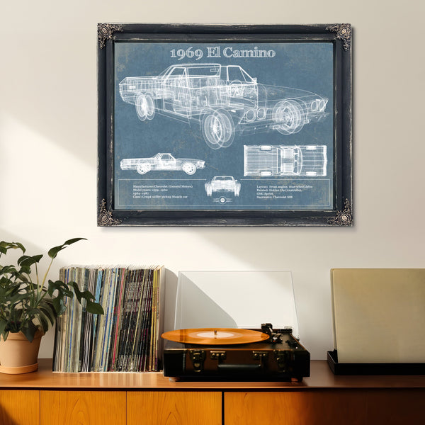 1969 El Camino Vintage Blueprint Auto Print