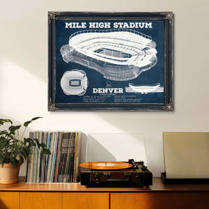 Vintage Denver Broncos Mile High Stadium Football Print