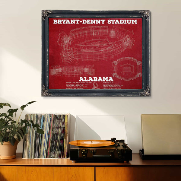 Alabama Crimson Tide Stadium Art - Bryant-Denny Stadium Vintage Seating Chart