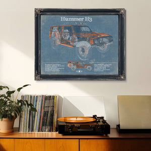Hummer H3 Vintage Blueprint Auto Print