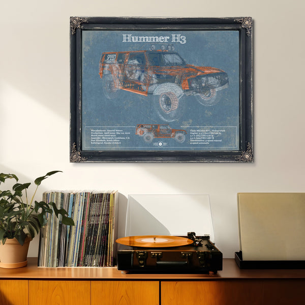 Hummer H3 Vintage Blueprint Auto Print