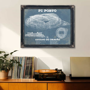 F.C. Porto Estadio Do Dragao Stadium Blueprint Vintage Soccer Print