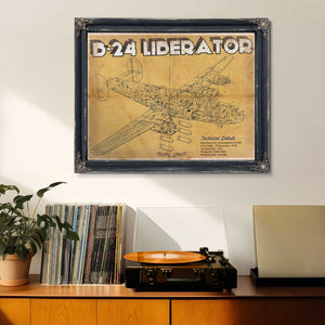 Vintage B-24 Liberator Bomber Military Print