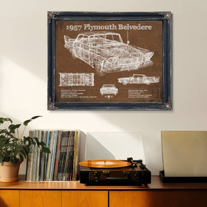 1957 Plymouth Belvedere Vintage Blueprint Auto Print
