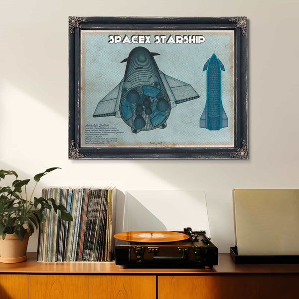 SpaceX Starship Blue Vintage Space Exploration Print