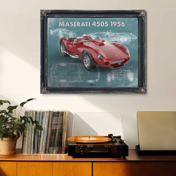 Maserati 450s 1956 Original Vintage Car Blueprint